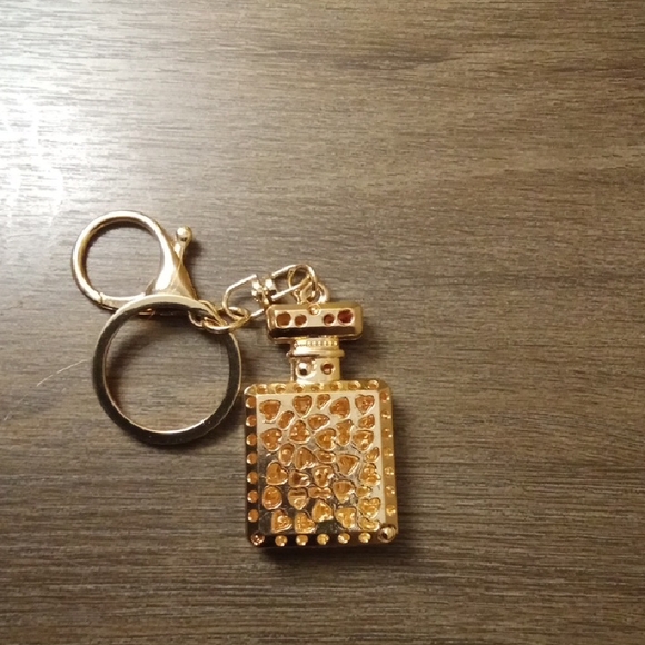 Blue Rhinestone Perfume Bottle Keychain - Picture 2 of 2